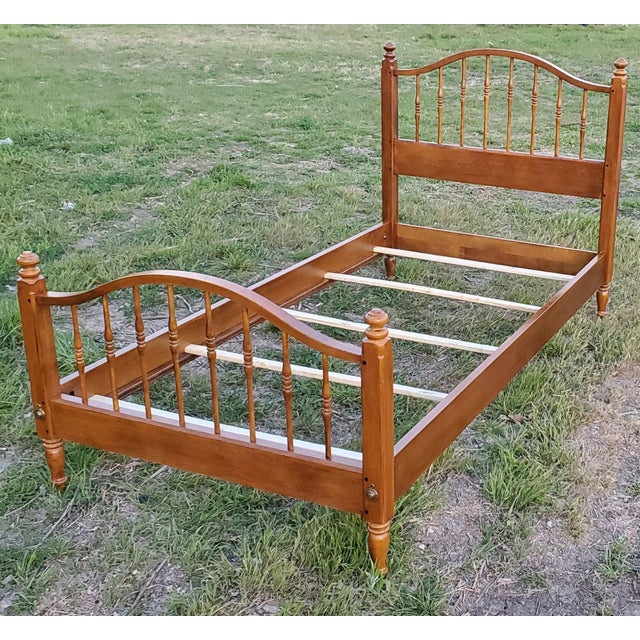 Ethan Allen Circa 1776 Spice Maple Wood Twin Spindle Bed Chairish