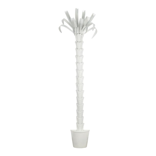 Off White Lacquered Iron Palm Tree For Sale