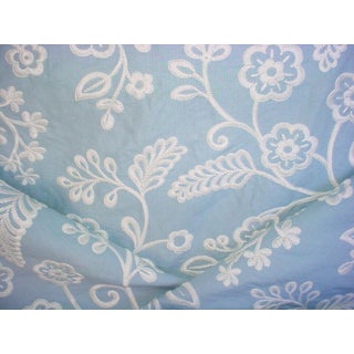 GP & J Baker PF50368 Denbury Embroidered Linen Floral Upholstery Fabric - 1-3/4 Yards For Sale