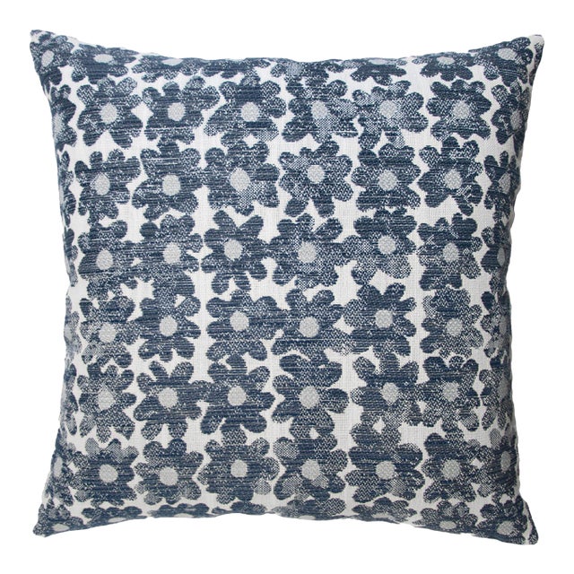 Kevin O'Brien Daisy Navy 30" Performance Pillow For Sale