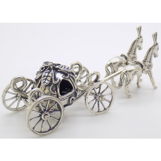 Vintage Italian Handmade Genuine Silver Cinderella Princess Carriage Solid Figurine, Made in Tuscany (Arezzo, Italy) For Sale - Image 4 of 11