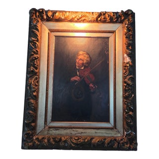 Violin Player Painting Signed L. Bruno / Oil on Canvas Painting For Sale