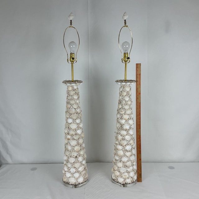 Pair of Coastal Seashell Table Lamps-Nautical Decor For Sale - Image 14 of 14