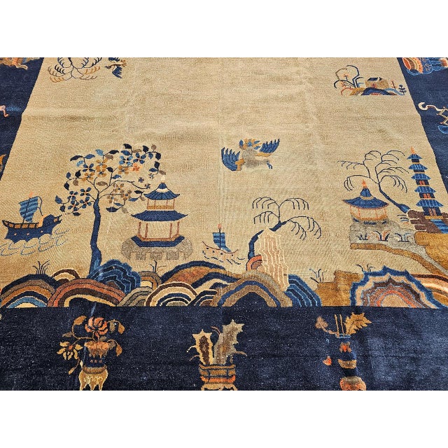 Vintage Chinese Art Deco Rug, Hand-Knotted Wool, Four Dragons Design, 9' x 12' For Sale - Image 18 of 18