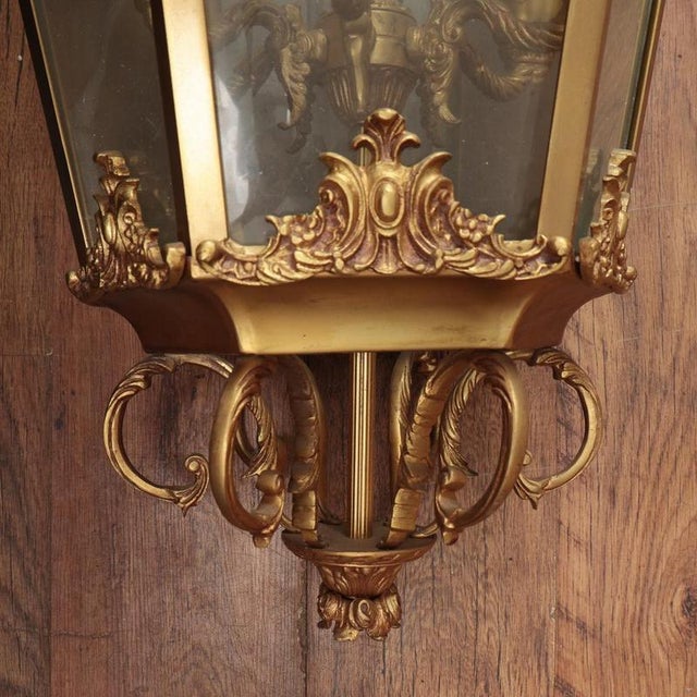 Large gilt brass and glass hall lantern (rococo revival / louis xv style) - high quality auction provenance : baroque...