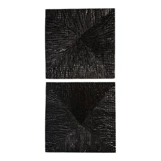 Pair of Kyoto Concave Hand-Carved Wall Panels From Studio a Home by Global Views – Matte Black For Sale