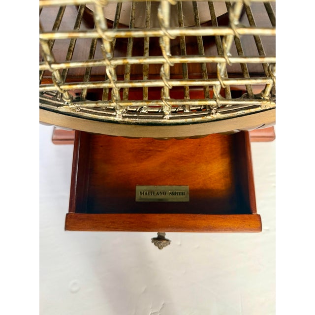 Vintage Maitland Smith Brass & Wood Gramophone Birdcage Decorative Box For Sale - Image 11 of 12