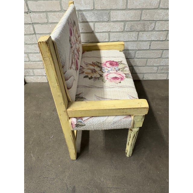 Vintage Child’s Bench Upholstered in 40’s Vintage Fabric For Sale - Image 4 of 5