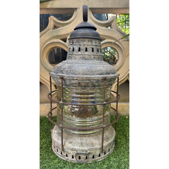 Metal Vintage Perko Galvanized Steel Uss Missouri Battleship Anchor Lights – Clear Lens – Circa 1940 For Sale - Image 7 of 11