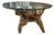 Vintage Driftwood Root Base Round Glass Top Coffee Table For Sale