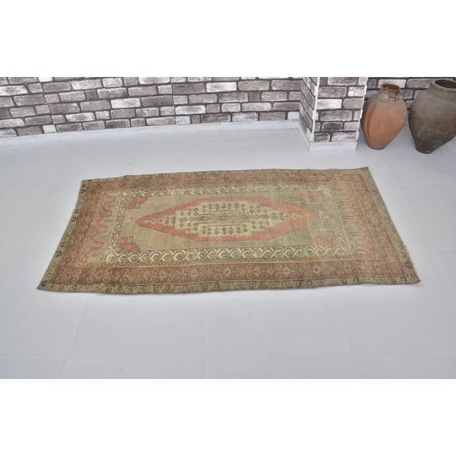 Handmade wool carpet in Turkish Anatolia , Vintage Oushak Rug,Turkish Vintage Anatolian Rug, Handmade wool Rug . One Of...