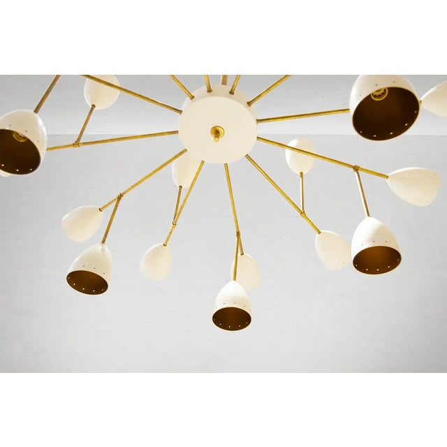 Mid-Century Ivory Brass Chandelier, 1960s For Sale - Image 6 of 11