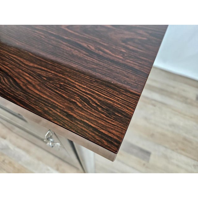Iron Desk with Rosewood Laminate Top from Mobiltecnica Turin, Italy, 1970s For Sale - Image 9 of 18