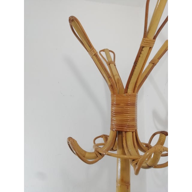 Bamboo and Wicker Coat Stand, Italy, 1950s For Sale - Image 4 of 7