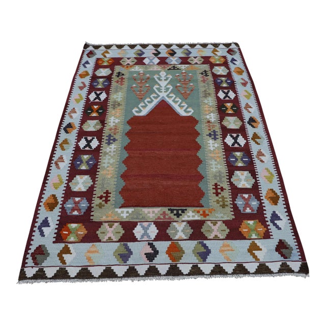 1960s Traditional Handmade Turkish Oushak Kilim Rug For Sale