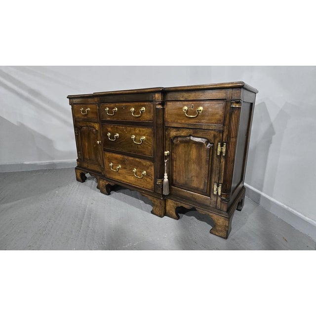 Brown Breakfront Dresser Base, 1920 For Sale - Image 8 of 11