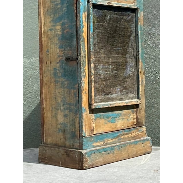 Wood Vintage Rustic Painted Wood Cabinet For Sale - Image 7 of 12