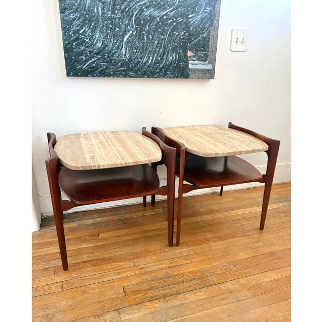 Bertha Schaefer Walnut W/Travertine Side/End Table, 1960 For Sale In New York - Image 6 of 6