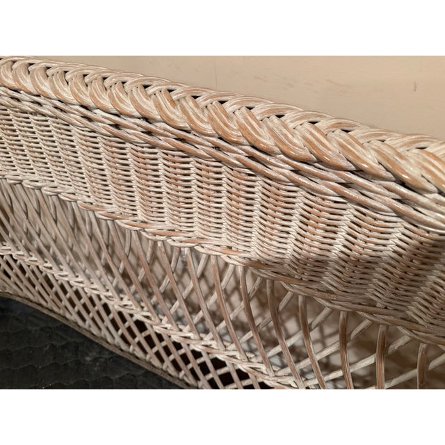 Wood Vintage Coastal Henry Link Braided Rattan Couch and Loveseat For Sale - Image 7 of 14