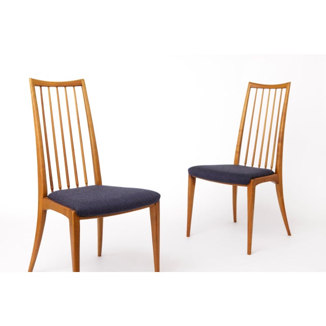 Vintage German Chairs with Wooden Frames and Dark Purple Upholstery by Ernst Martin Dettinger, 1970s, Set of 2 For Sale - Image 10 of 10