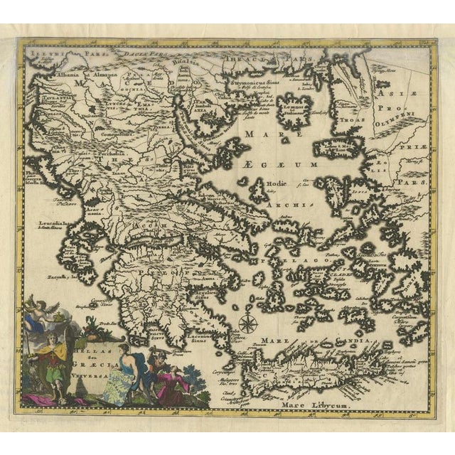 Antique Greek Map of Aegean Sea and Crete, 1697 For Sale - Image 9 of 9