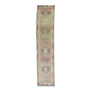 Geometric Turkish Soft Pink Runner, 2'9'' X 12'6''