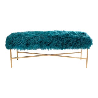 Peacock Tibetan Lamb Metal Bench For Sale