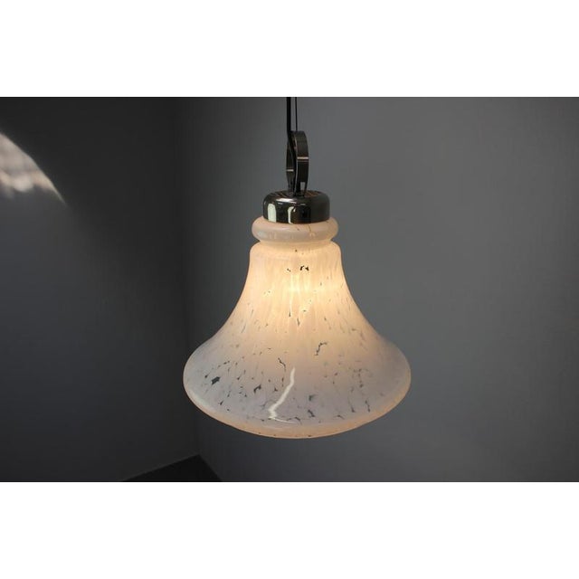 Mid-Century Bell Glass Pendant Lamp, Former Czechoslovakia, 1970s For Sale - Image 9 of 11