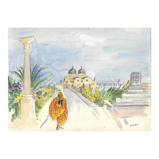 1950s Ivy Attwell Middle Eastern Watercolor For Sale