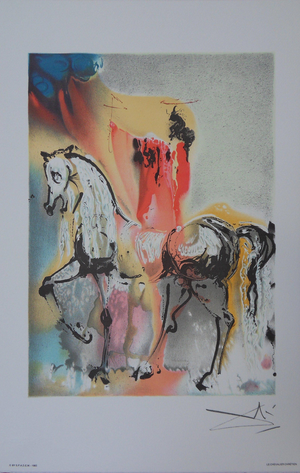 Salvador Dali, The Horses, The Christian Knight, Signed Lithograph
