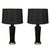 Late 20th Century Tall Black Crackle Glaze Table Lamps With Shades - a Pair For Sale - Image 4 of 4