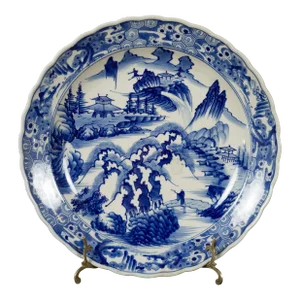 19th Century Japanese Painted Blue & White Porcelain Imari Plate