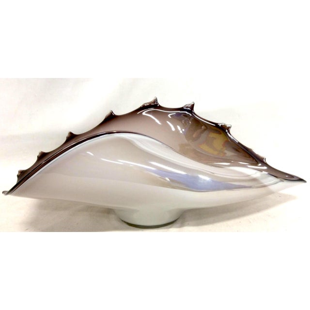1970s Cased Art Glass 17" Centerpiece Hand-Blown Nautical Conch Shell 3-Lb For Sale - Image 5 of 14