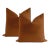 22" Cognac Contemporary Velvet Pillows- a Pair For Sale