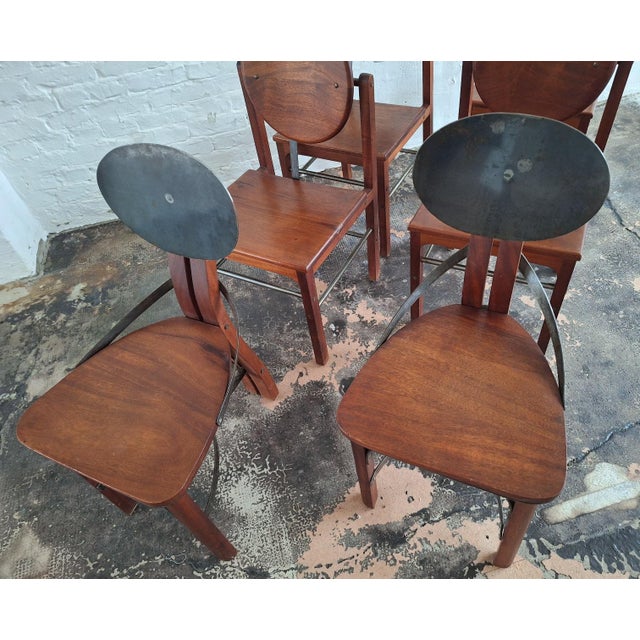 Mid-Century Brutalist Teak and Steel Dining Chairs, Set of 6 For Sale - Image 12 of 18