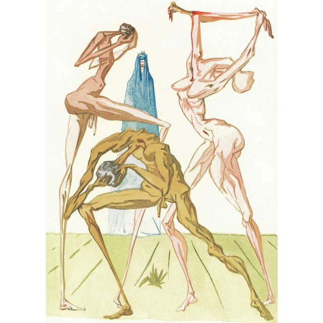 Abstract 1963 Dalí Divine Comedy Engraving Enfer Chant 15 Les Sodomites For Sale - Image 3 of 9