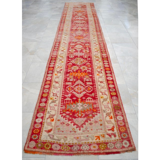 Oushak Runner Rug Turkish Hand Knotted Distressed Hallway Long Runner- 2'10" X 14'1" For Sale - Image 6 of 15