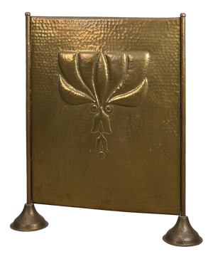 Art Deco Hammered Copper Fireplace Screen, France, 1920s