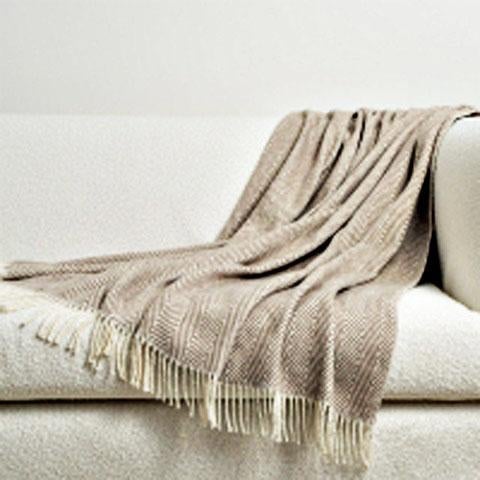 Traditional Luxury Herringbone Throw Blanket in Ivory and Taupe For Sale - Image 3 of 3