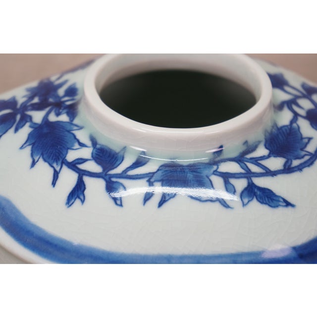 Chinese Chinoiserie Blue & White Pagoda Mountain Landscape Tea Caddy 11" For Sale - Image 11 of 16