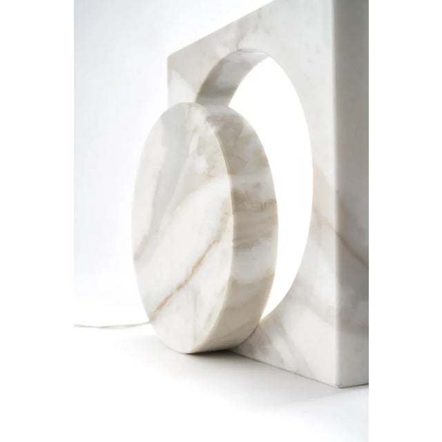 Contemporary Marble One Cut Moon Table Lamp by Moreno Ratti For Sale - Image 3 of 7