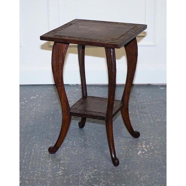 Hand Carved Occasional Side End Lamp Wine Table from Libertys London, 1950s For Sale - Image 3 of 15