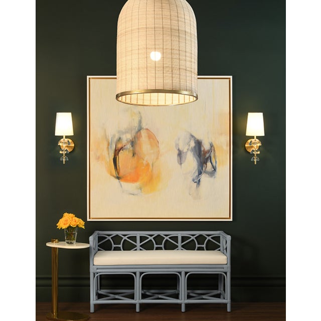 Metal Matthew Izzo Home Demi Antique Brass and Stacked Acrylic Hemisphere Detail Wall Sconce With White Shade For Sale - Image 7 of 9