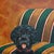 Pair of Large Original Oil Portraits of a Portuguese Water Dog on a Striped Bergère For Sale - Image 9 of 14
