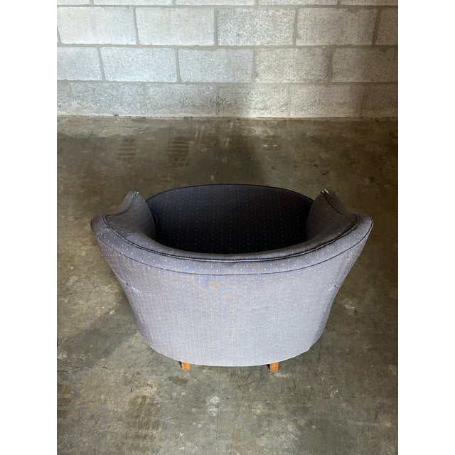 Blue 1950s Edward Wormley for Dunbar Swivel Chair- Unmarked For Sale - Image 8 of 10