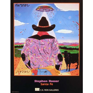 1986 "Scanning of the Cowboy" Stephen Rosser Santa Fe Gallery Western Art Show Poster For Sale