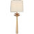 Beaumont Medium Tail Sconce in Gild with Linen Shade Designer: AERIN Height: 19" Extension: 5.25" Backplate: 4.25" x 6.25"...