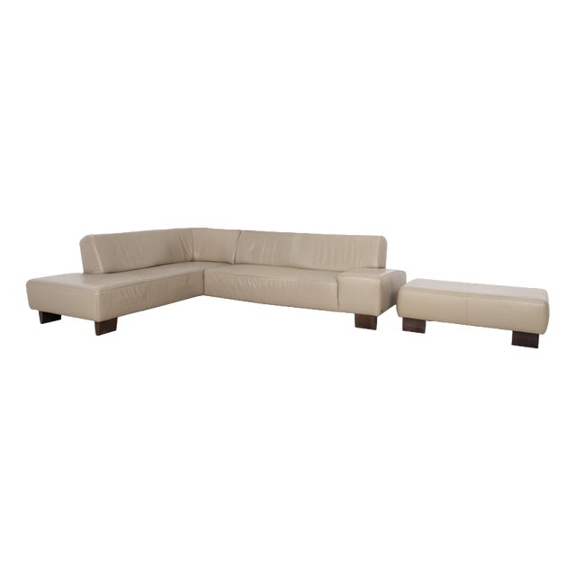 Leather and Wood Corner Sofa from Musterring, Set of 2 For Sale