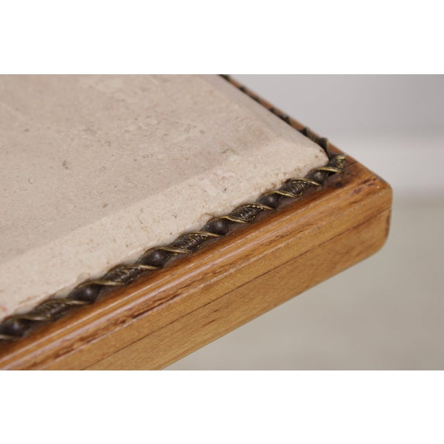 Brass Pair Vintage Marble Panel Neoclassical Pedestals For Sale - Image 8 of 15