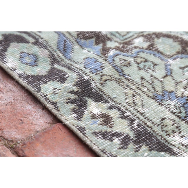 Textile 1950's Vintage Turkish Hand-Knotted Distressed Runner Rug - 4′4″ × 12′ For Sale - Image 7 of 12